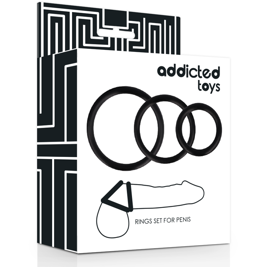 ADDICTED TOYS - SET DI ANELLI PER PENE NERO - immagine 3