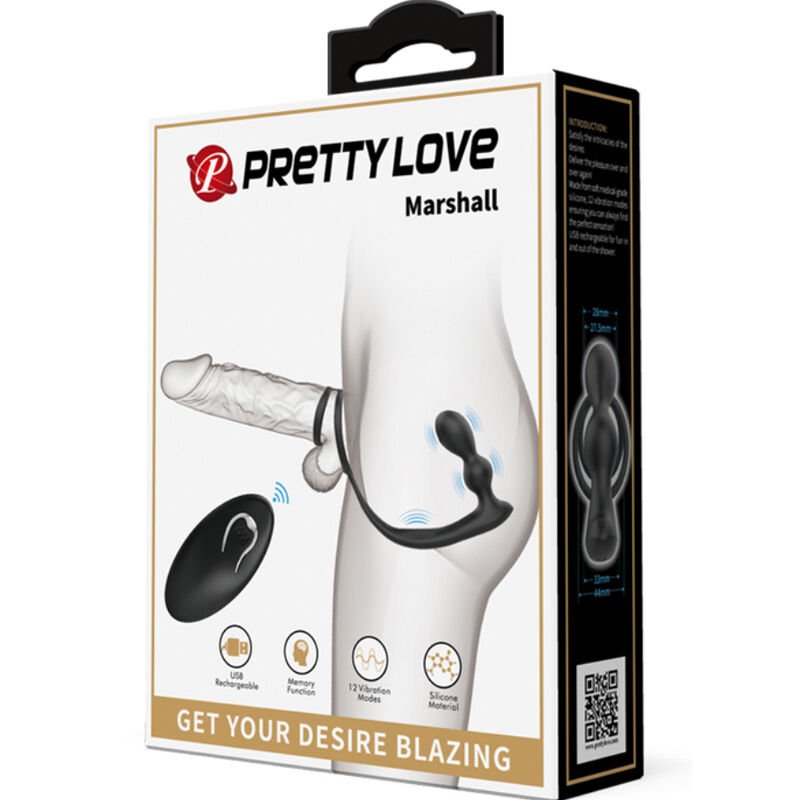PRETTY LOVE - ANELLO PER PENE MARSHALL CON PLUG ANALE VIBRANTE CON TELECOMANDO - immagine 9
