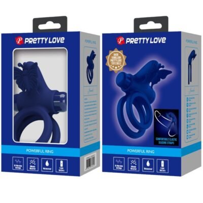 pretty love jamele doppio anello con vibrazione e stimolatore farfalla blu 2