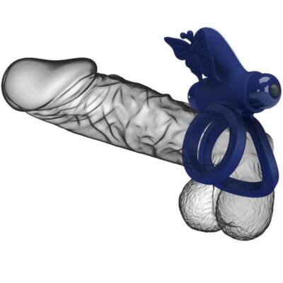 pretty love jamele doppio anello con vibrazione e stimolatore farfalla blu 4