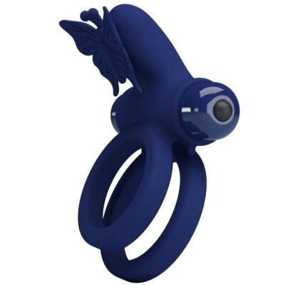 pretty love jamele doppio anello con vibrazione e stimolatore farfalla blu 8